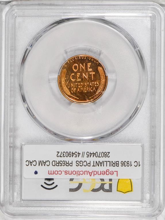 image for: 1C 1936 BRILLIANT. PCGS  PR65 RD CAM CAC