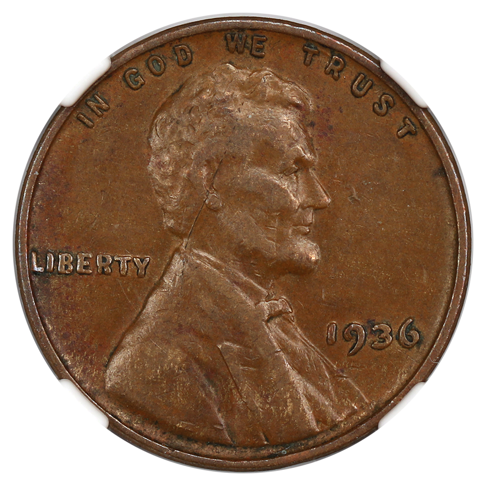 1936 Lincoln Penny Wheat Reverse Doubled Die Obverse Type 2 BN