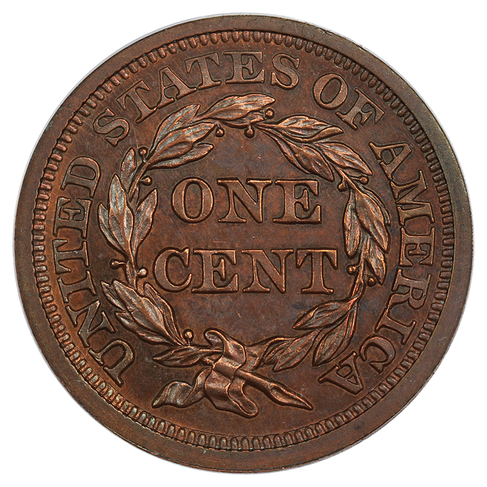 image for: 1857 1c PCGS/CAC Proof 63 RB (Small Date  OGH)