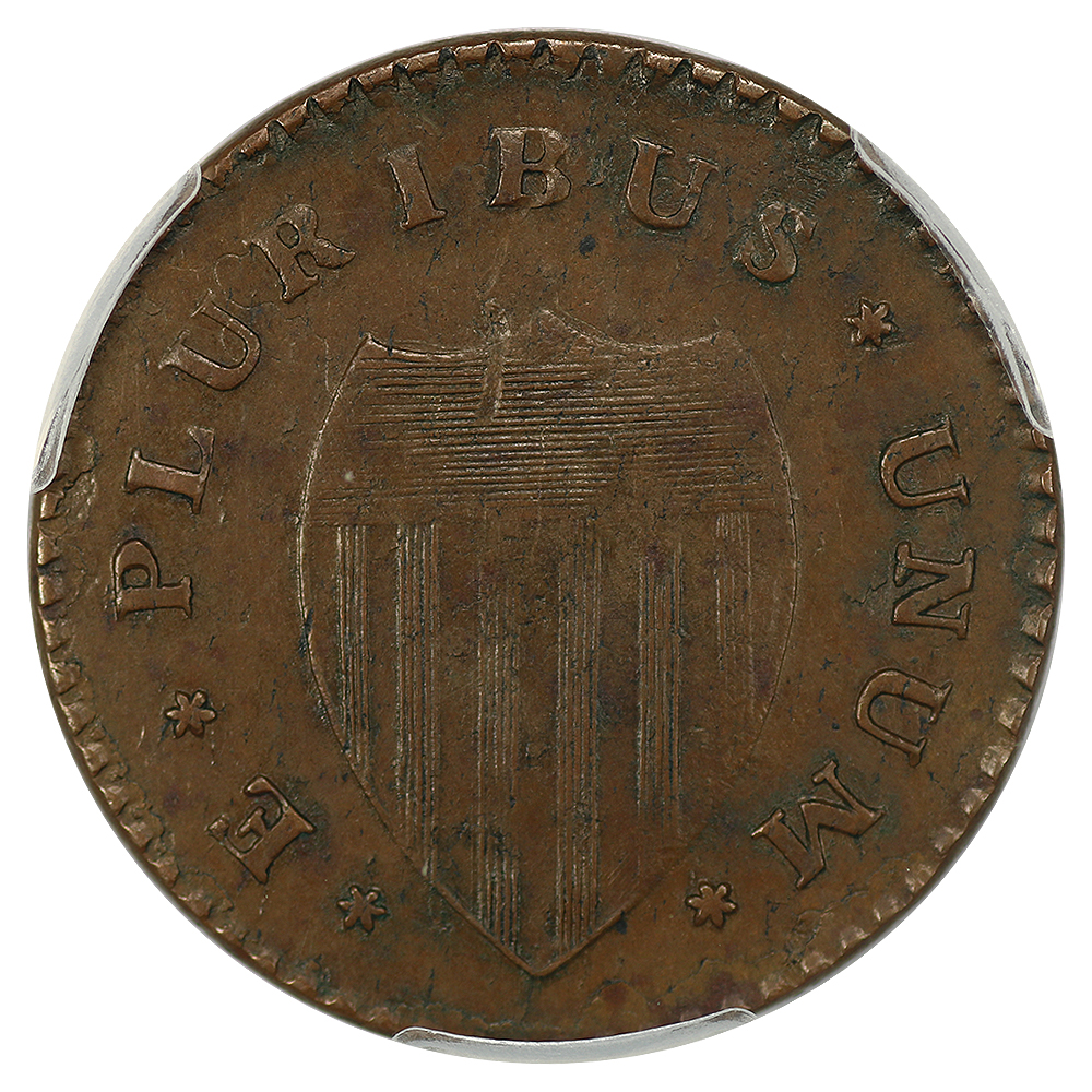 image for: 1786 New Jersey PCGS AU50 (Narrow Shield  Curved Beam  Maris 24-P)