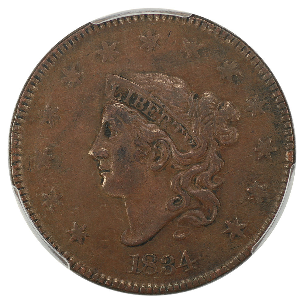 image for: 1834 1c PCGS VF35 (Large 8  Large Stars  Medium Letters)