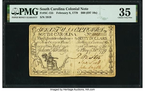 image for: South Carolina February 8, 1779 $60 PMG Choice Very Fine 35....