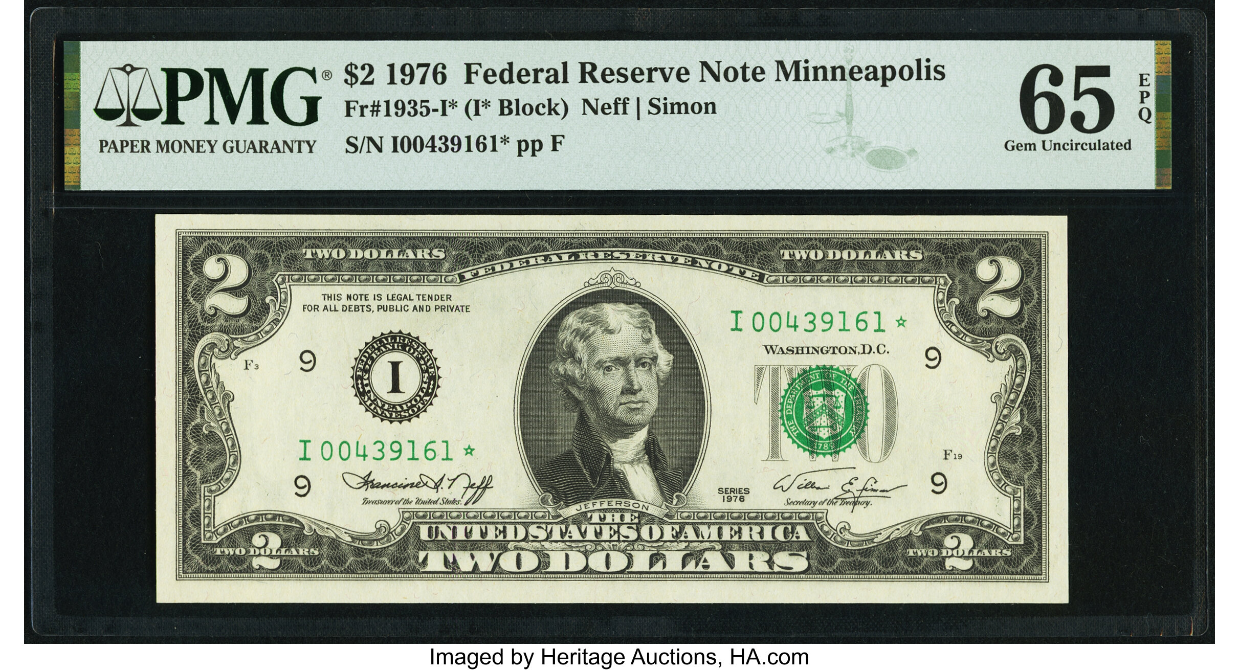 image for: Fr. 1935-I* $2 1976 Federal Reserve Star Note. PMG Gem Uncirculated 65 EPQ....
