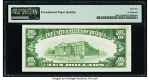 image for: Fr. 2002-L $10 1928B Light Green Seal Federal Reserve Note. PMG Gem Uncirculated 66 EPQ....