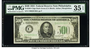 image for: Fr. 2201-C $500 1934 Federal Reserve Note. PMG Choice Very Fine 35 EPQ....