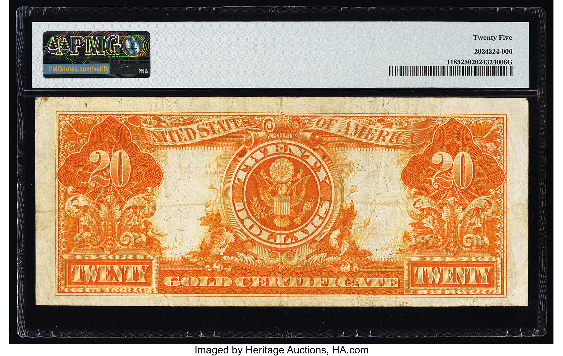 image for: Fr. 1185 $20 1906 Gold Certificate PMG Very Fine 25....
