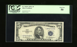image for: Fr. 1656* $5 1953A Silver Certificate. PCGS About New 50....