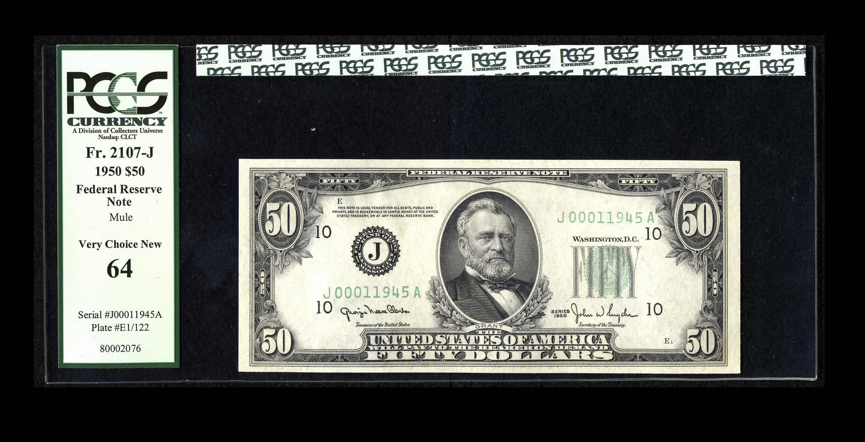 image for: Fr. 2107-J $50 1950 Mule Federal Reserve Note. PCGS Very Choice New 64....