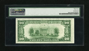 image for: Fr. 2055-G $20 1934A Mule Federal Reserve Note. PMG Choice Uncirculated 64.This Chicago $20 Mule has natural paper wave....