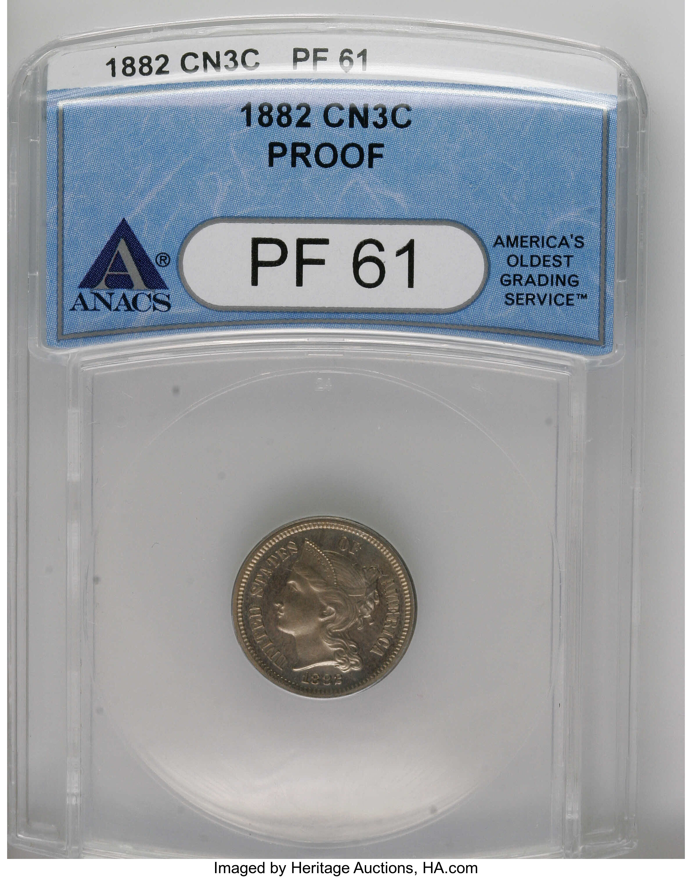 1882 3CN PR61 ANACS. NGC Census: (5/759). PCGS Population (0/952). Mintage: 3,100. Numismedia Wsl. Price for NGC/PCGS coin ...