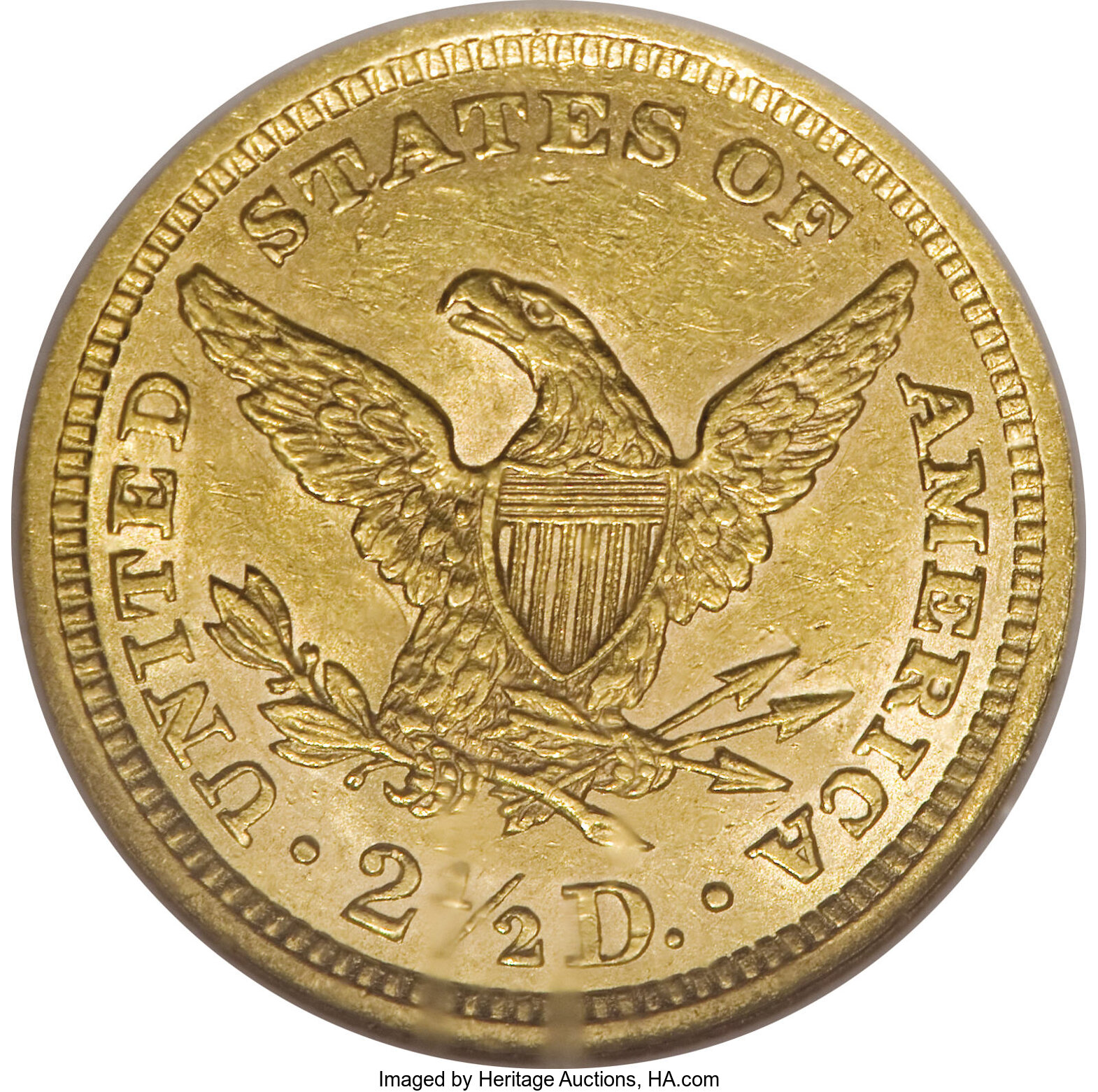 image for: 1862/1 $2 1/2 MS60 NGC. FS-002. Well struck and lustrous, with the underdigit clearly visible under low magnification. Plea...