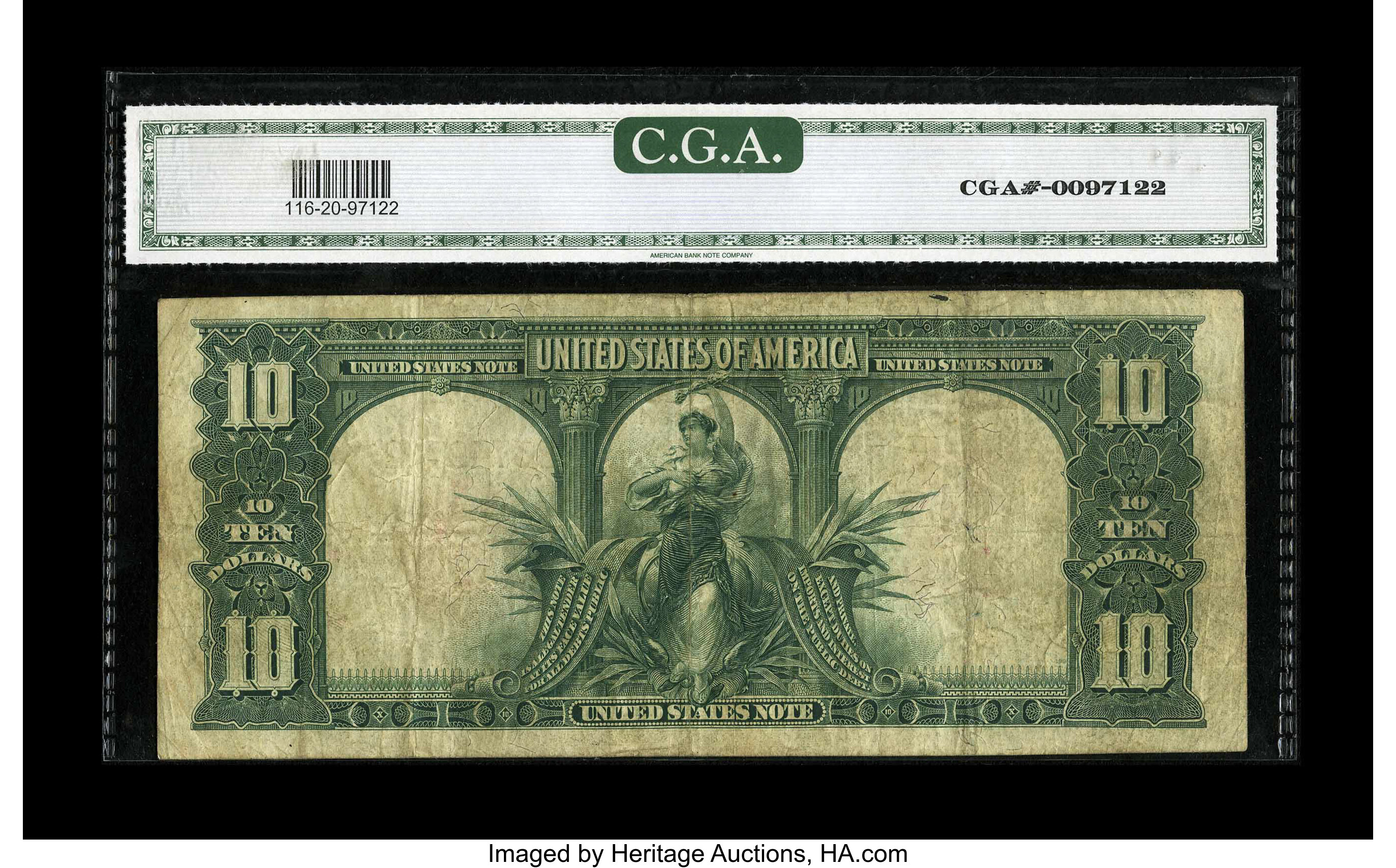 image for: Fr. 116 $10 1901 Legal Tender CGA Very Fine 20. The moderately circulated paper is solid and free of distractions.From T...