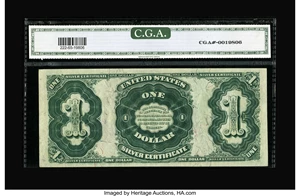 image for: Fr. 222 $1 1891 Silver Certificate CGA Gem Uncirculated 65. Fr. 222's are outnumbered over three to one by their type mate, ...