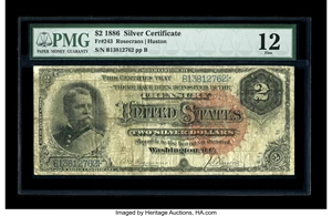 image for: Fr. 243 $2 1886 Silver Certificate PMG Fine 12.