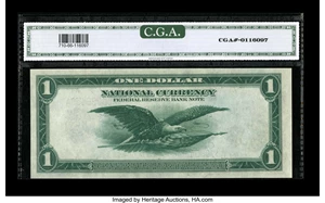 image for: Fr. 710 $1 1918 Federal Reserve Bank Note CGA Gem Uncirculated 66. Perfectly even margins are noted all around....