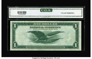 image for: Fr. 710 $1 1918 Federal Reserve Bank Note CGA Gem Uncirculated 65. Broad margins, ideal colors, and lots of eye appeal grace...