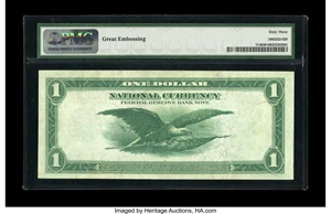 image for: Fr. 714 $1 1918 Federal Reserve Bank Note PMG Choice Uncirculated 63. This Philadelphia FRBN Ace has the neat solid serial n...
