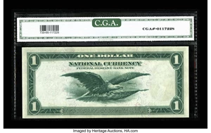 image for: Fr. 739 $1 1918 Federal Reserve Bank Note CGA Gem Uncirculated 66. Strong punch through embossing is on this well margined n...