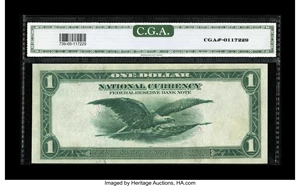 image for: Fr. 739 $1 1918 Federal Reserve Bank Note CGA Gem Uncirculated 66. A beautifully centered, fully bright, well embossed stric...
