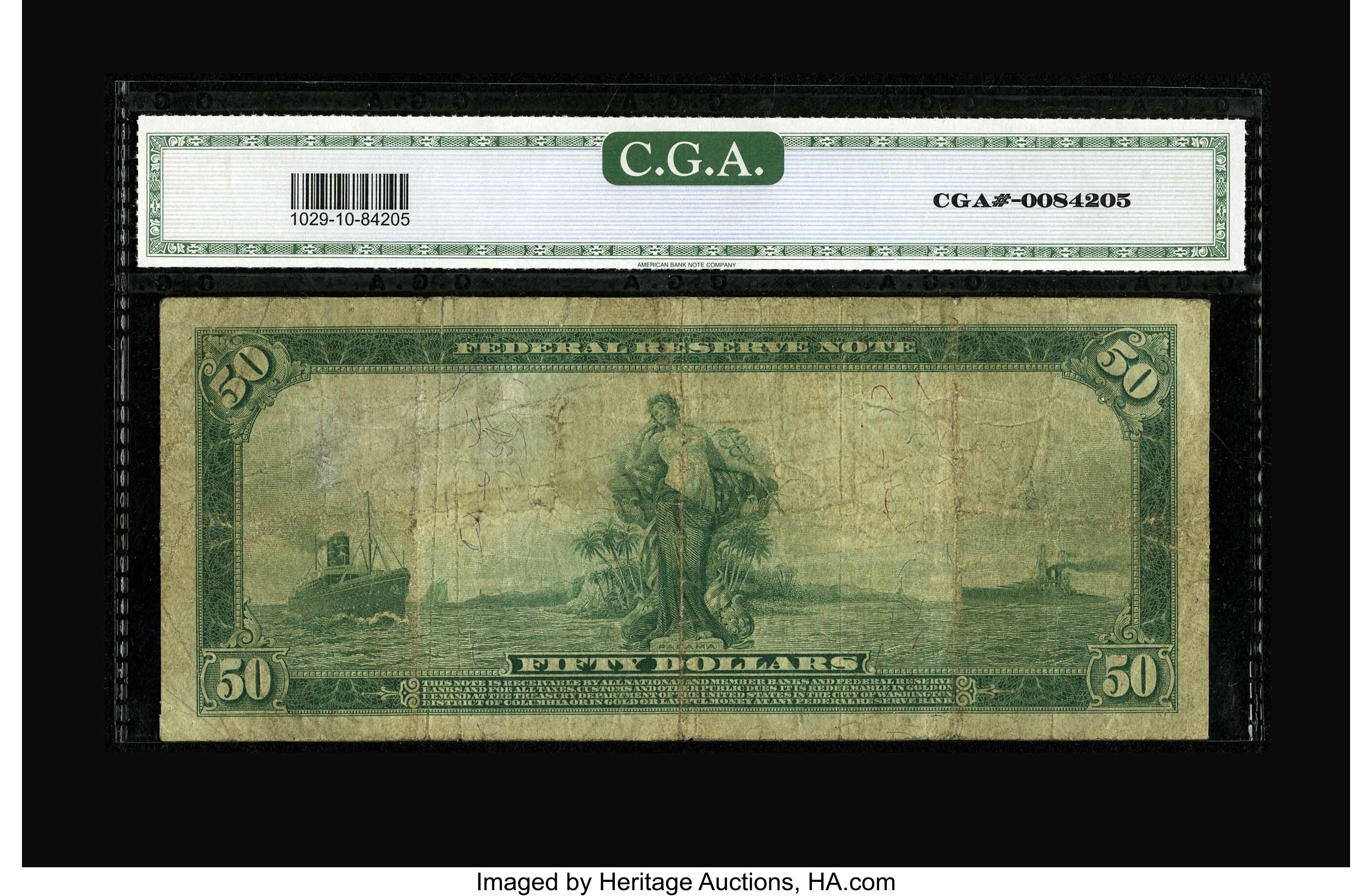 image for: Fr. 1029 $50 1914 Federal Reserve Note CGA Very Good-Fine 10. There are less than 30 examples of this Friedberg number, with...