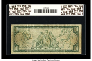 image for: Fr. 1084 $100 1914 Federal Reserve Note PCGS Apparent Very Fine 25. Less than twenty examples are known for this Boston piec...