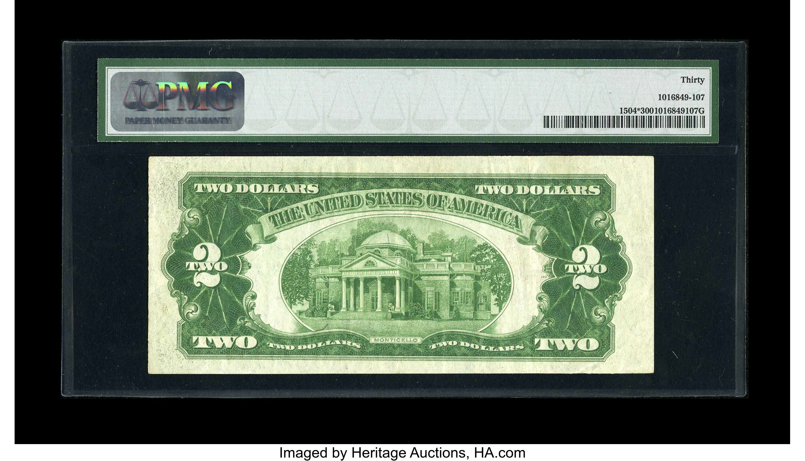 image for: Fr. 1504* $2 1928C Legal Tender Note. PMG Very Fine 30.This is a collectible example of a tough star. The note is bright a...