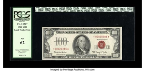 image for: Fr. 1550* $100 1966 Legal Tender Note. PCGS New 62.This is a modern day rarity from the late 1960s and extremely tough in ...