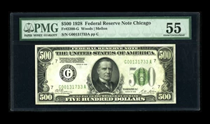 image for: Fr. 2200-G $500 1928 Federal Reserve Note. PMG About Uncirculated 55.A perfect example for the collector who wants a nice ...