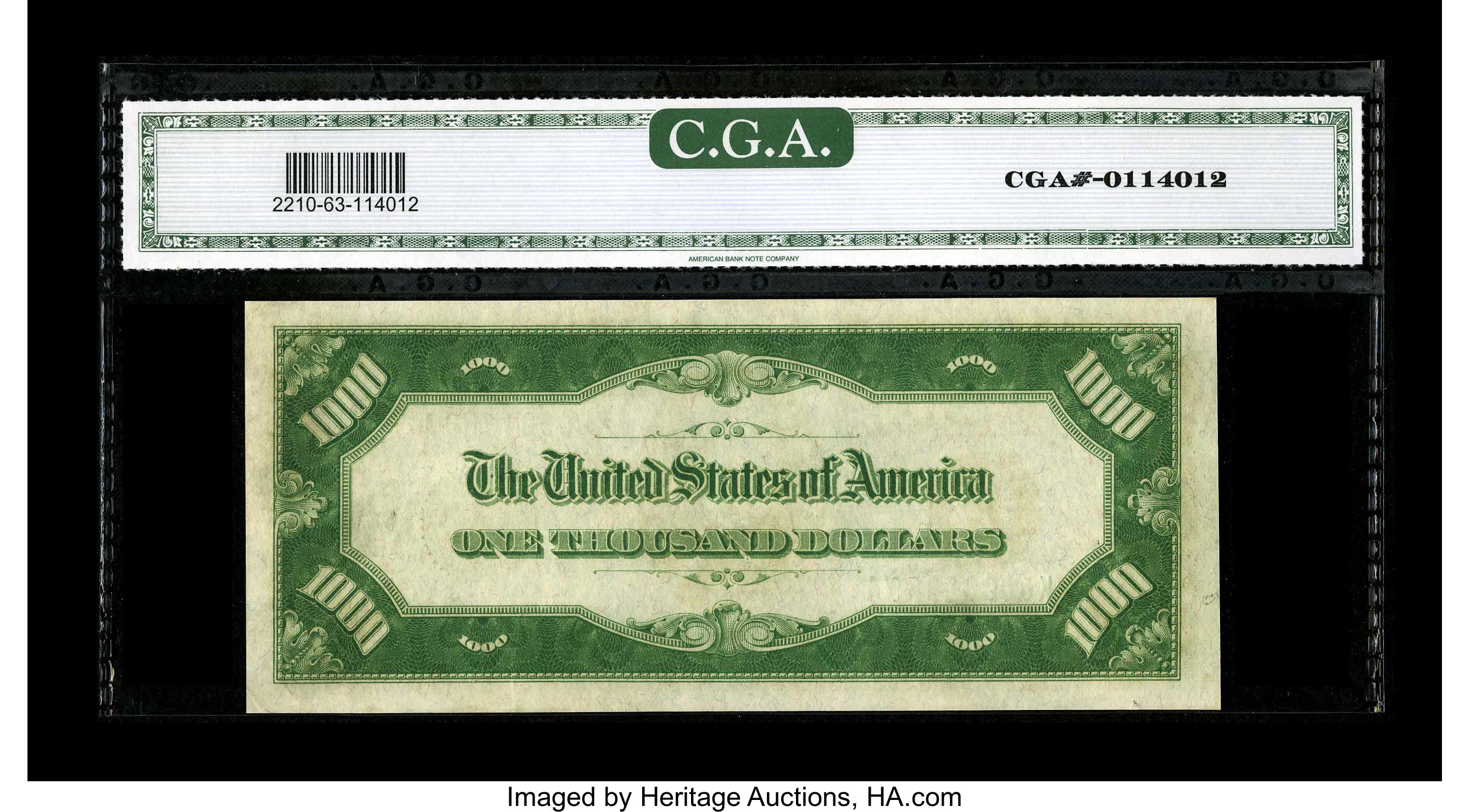 image for: Fr. 2210-K $1000 1928 Federal Reserve Note. CGA Choice Uncirculated 63.This is a nice piece from the ever elusive Dallas d...
