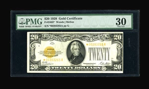 image for: Fr. 2402* $20 1928 Gold Certificate. PMG Very Fine 30.