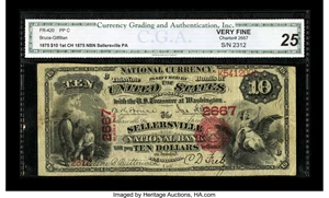 image for: Sellersville, PA - $10 1875 Fr. 420 The Sellersville NB Ch. # 2667The paper quality exhibited here is pleasing allowin...