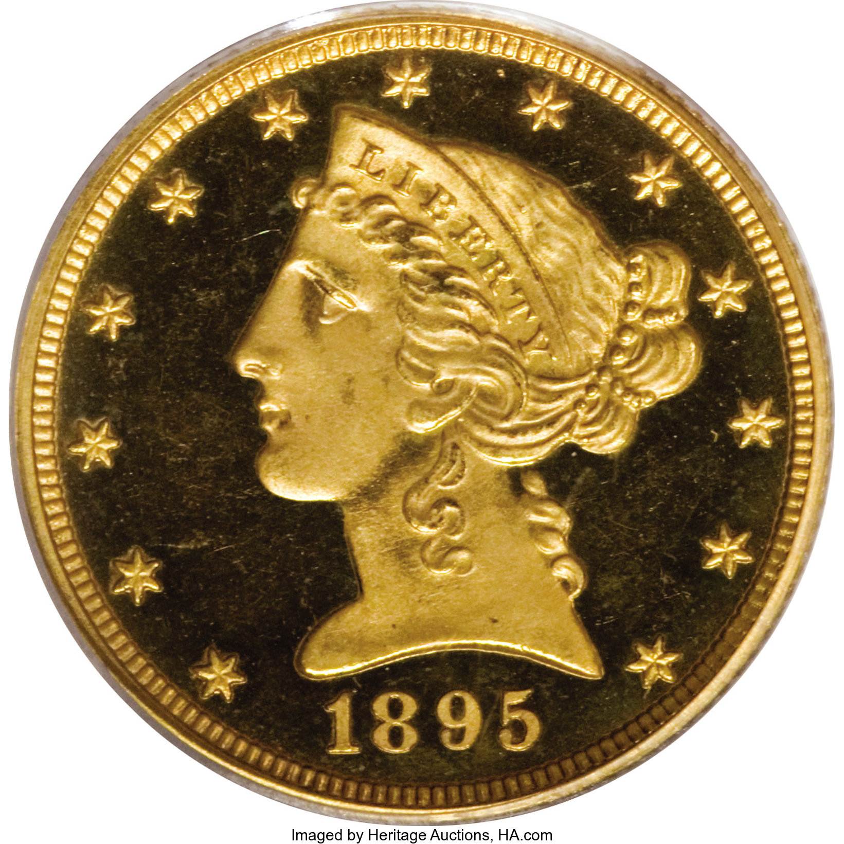 image for: 1895 $5 PR66 Cameo PCGS. An amazing proof half eagle, one of the finest imaginable for this date, or for any date in the Li...