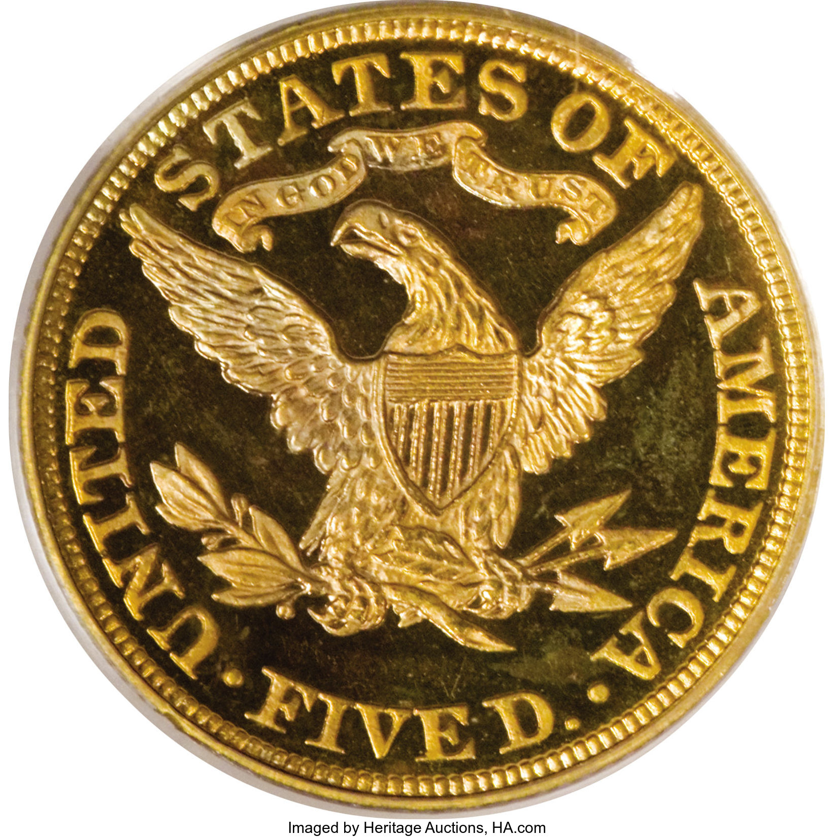 image for: 1895 $5 PR66 Cameo PCGS. An amazing proof half eagle, one of the finest imaginable for this date, or for any date in the Li...