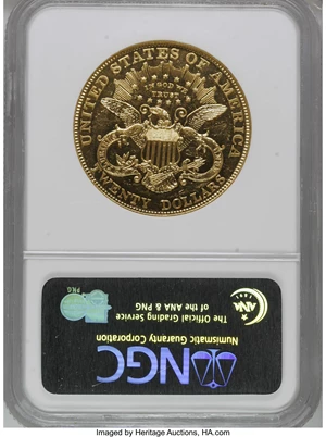 image for: 1905 $20 PR60 NGC. Only 92 proofs were minted of the 1905 Liberty Head double eagle. The present example shows numerous con...