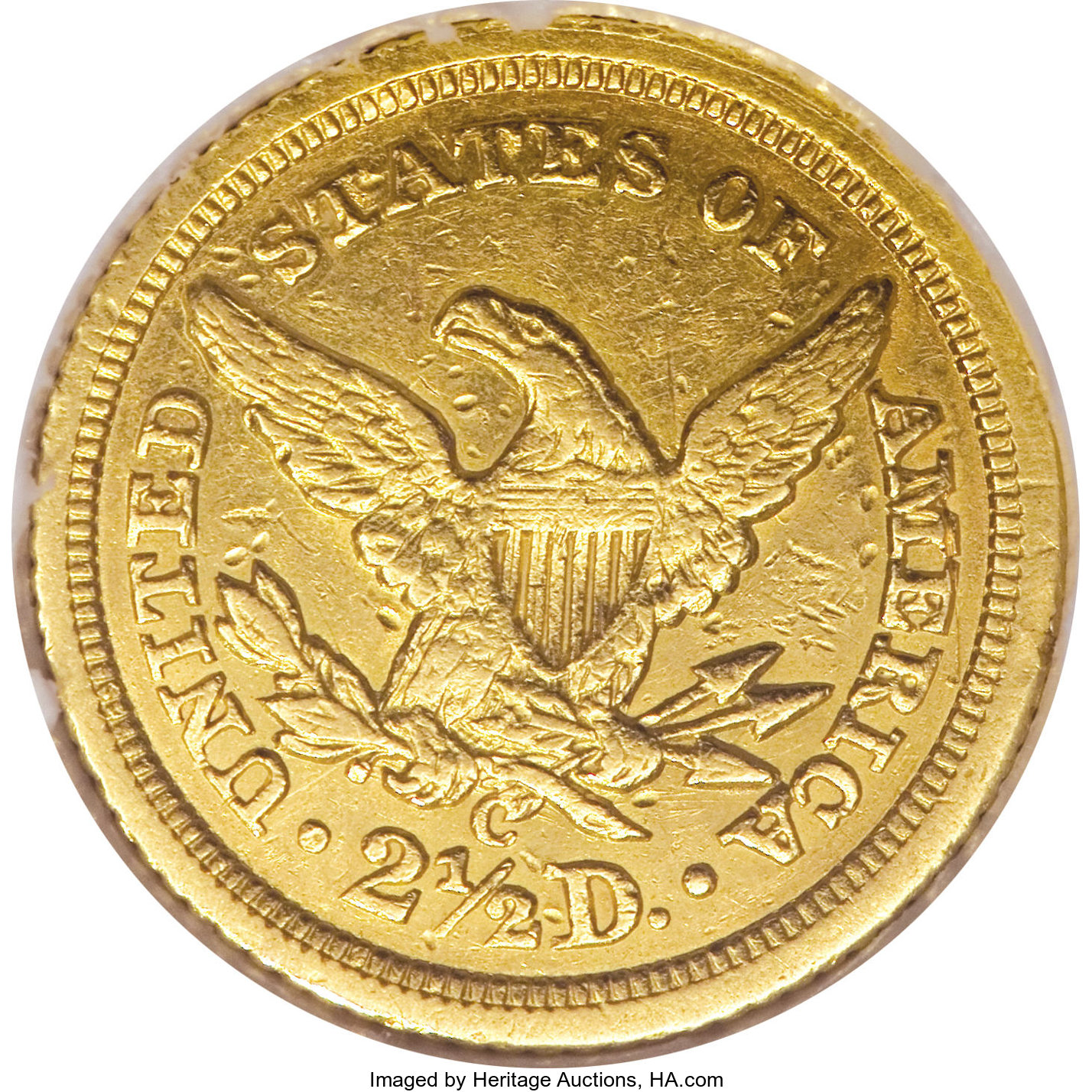 image for: 1843-C $2 1/2 Small Date, Crosslet 4--Repaired, Cleaned--ANACS. AU50 Details. Variety 4-C. Liberty's cheek and the left obv...