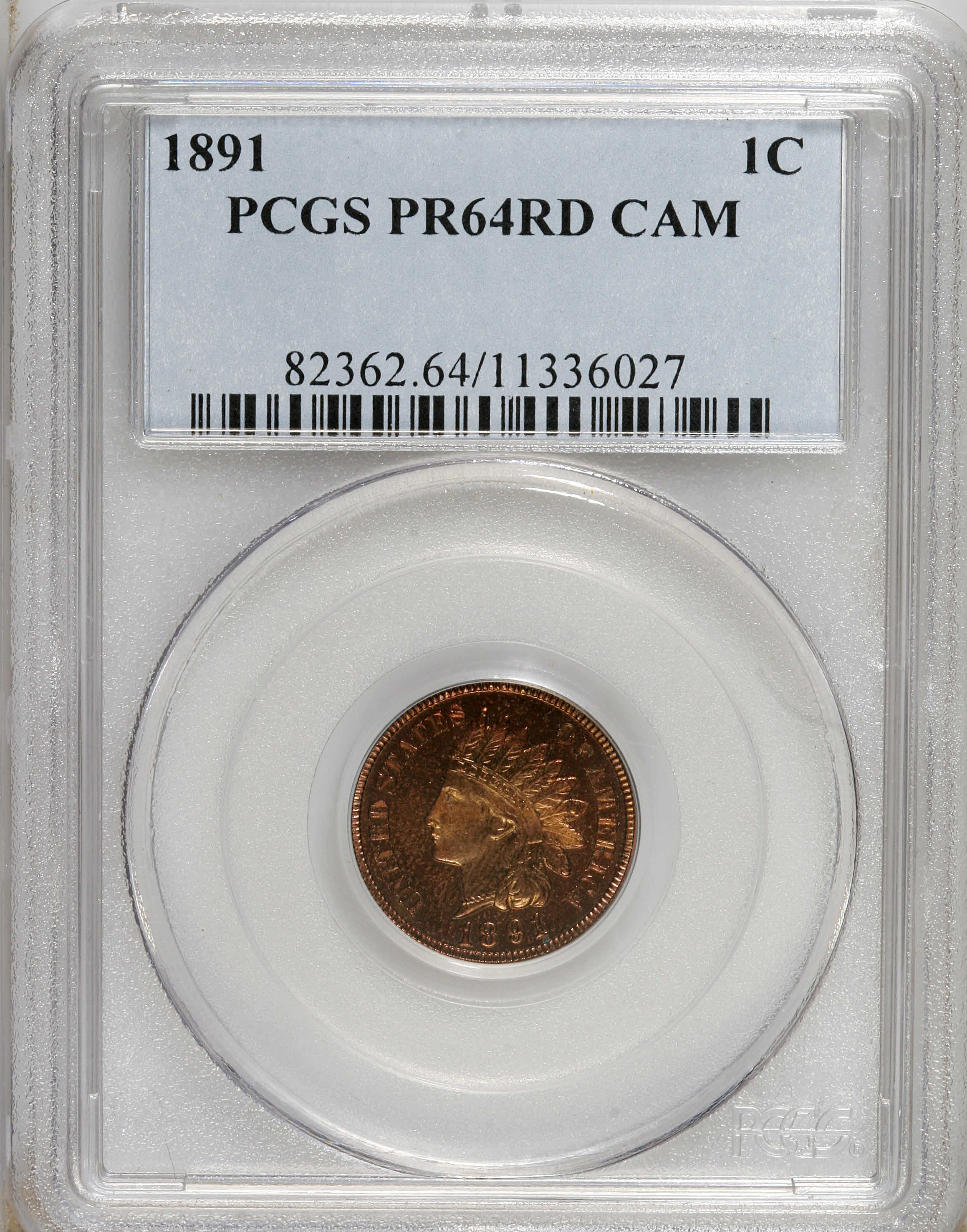image for: 1891 1C PR64 Cameo PCGS. PCGS Population (3/3). NGC Census: (0/0).   (#82362)...