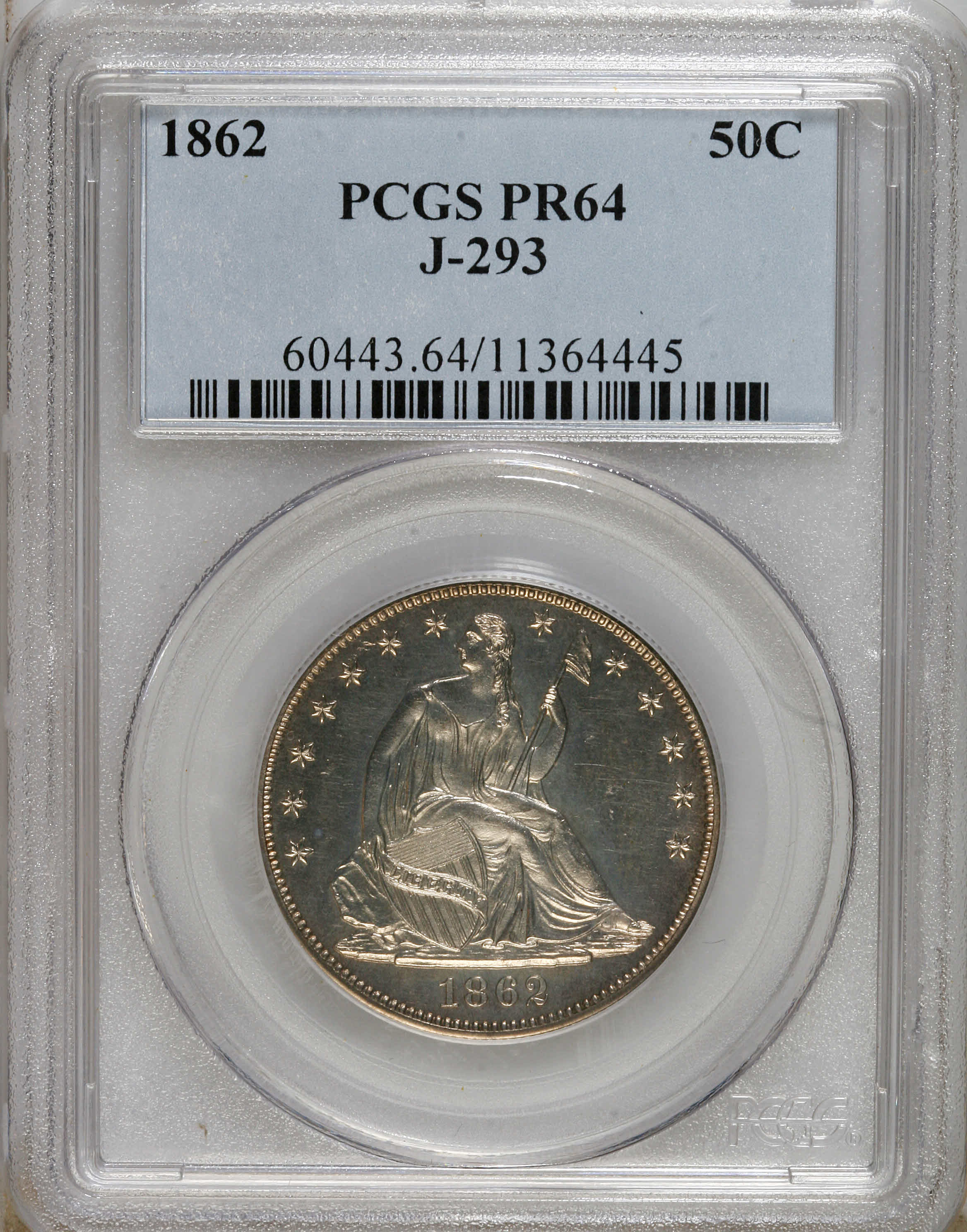 image for: 1862 50C Half Dollar, Judd-293, Pollock-351, R.5, PR64 PCGS. PCGS Population (8/0). NGC Census: (2/4).   (#60443)...