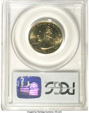 image for: 1999-P 25C Delaware Statehood Quarter--Struck on an Experimental Planchet--MS66 PCGS. In 1999, the U.S. Mint was devising a...