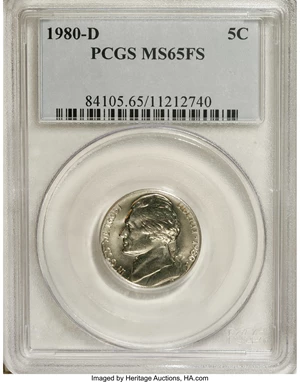 image for: 1980-D 5C MS65 Full Steps PCGS. PCGS Population (99/21). NGC Census: (12/9). (#84105)...