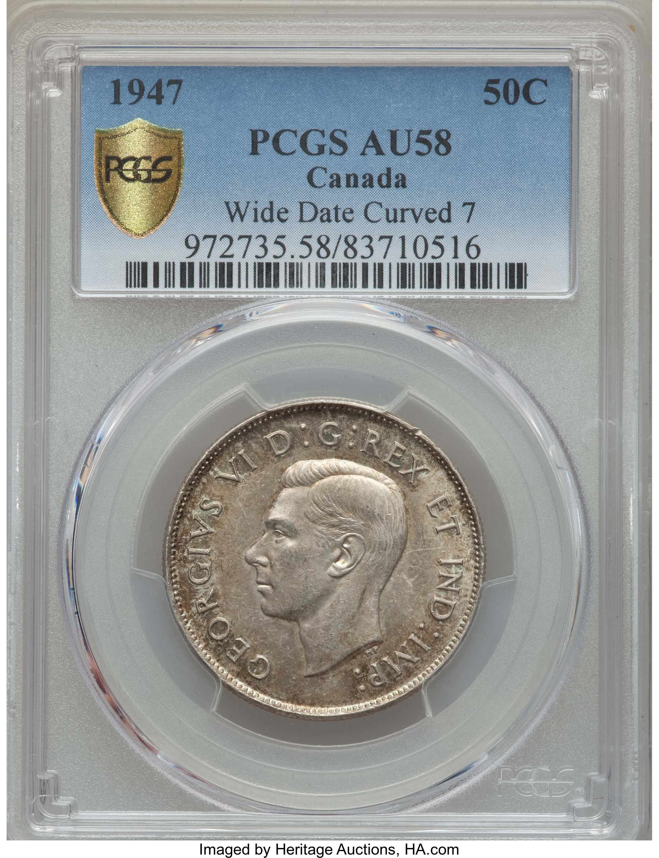 image for: George VI 50 Cents 1947 AU58 PCGS