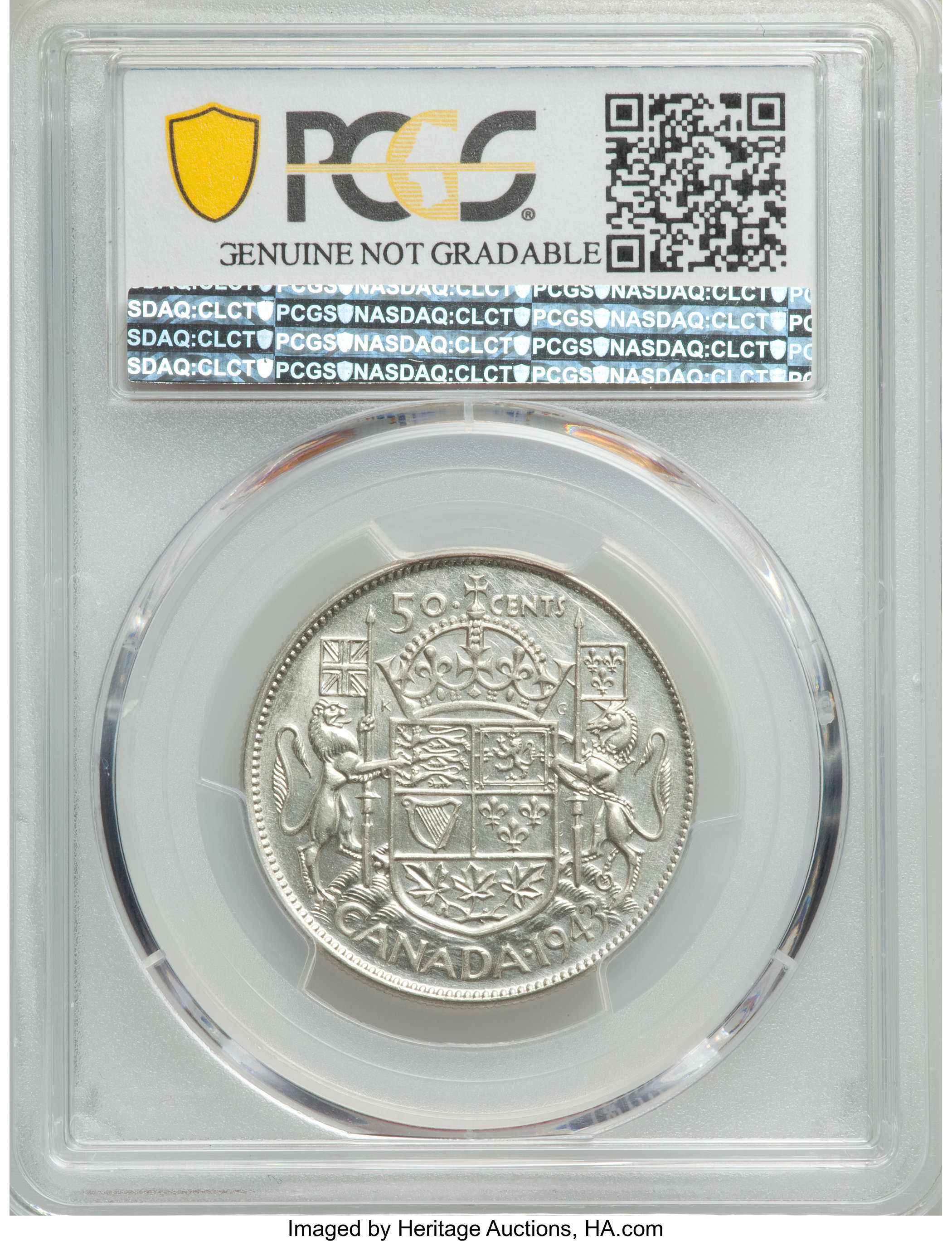 image for: George VI "Wide Date" 50 Cents 1943/3 AU Details (Cleaned) PCGS