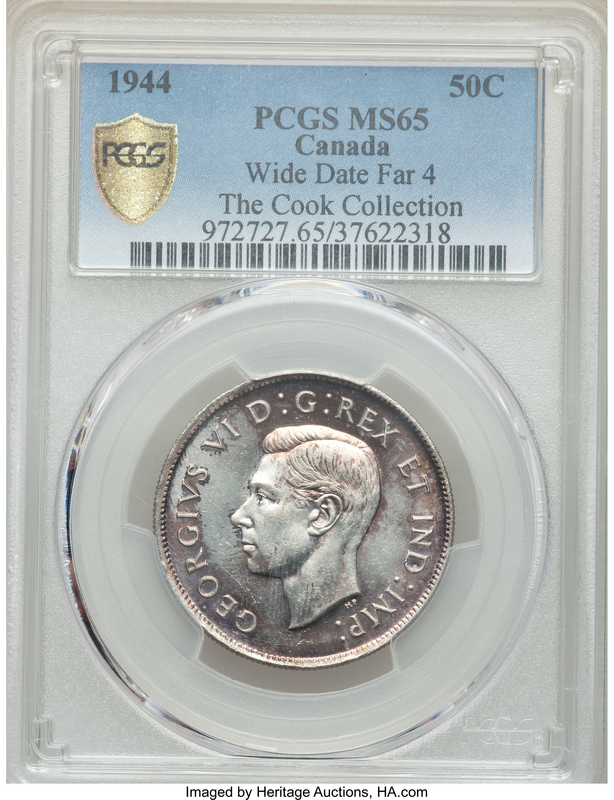 image for: George VI "Wide Date - Far 4" 50 Cents 1944 MS65 PCGS