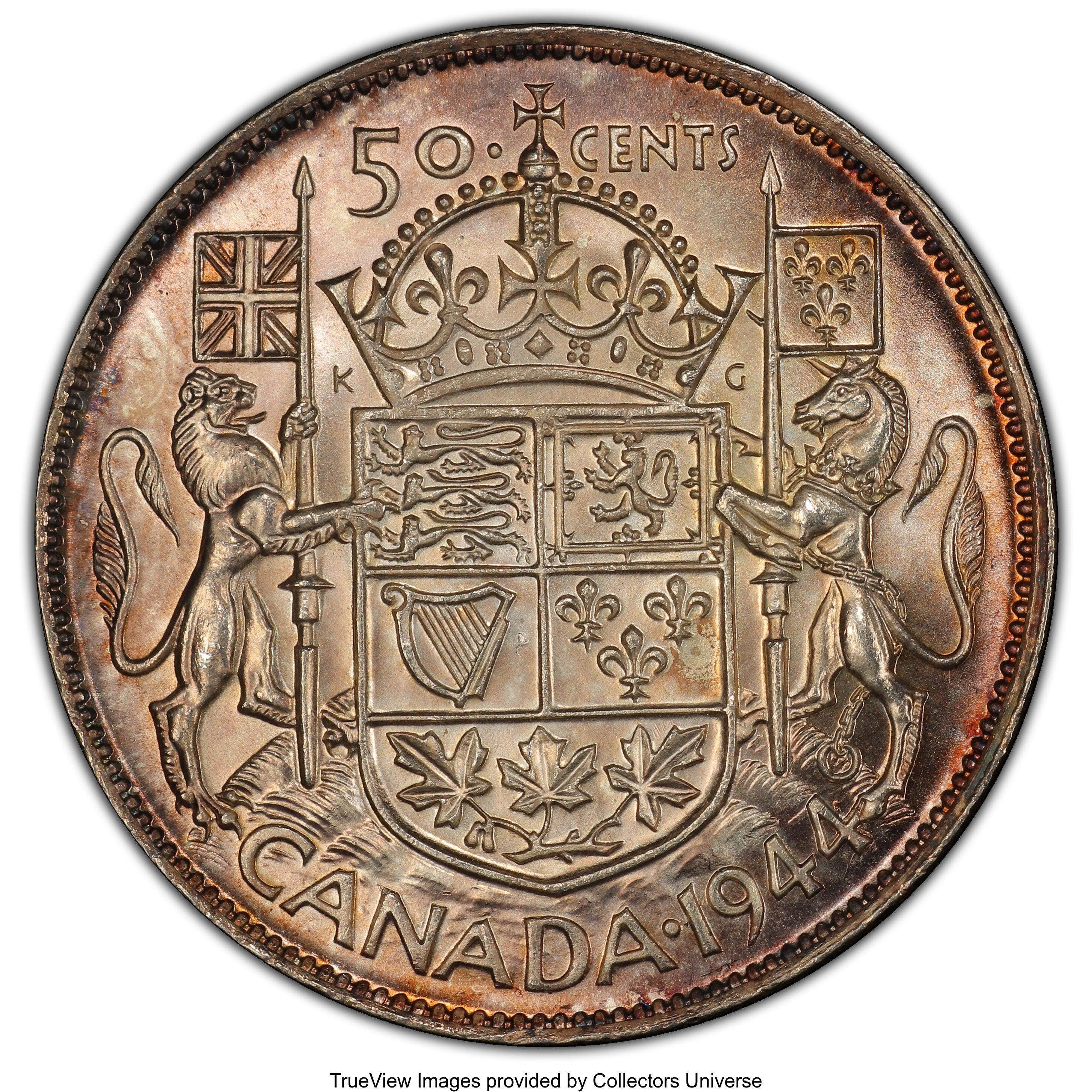 image for: George VI "Wide Date - Far 4" 50 Cents 1944 MS65 PCGS