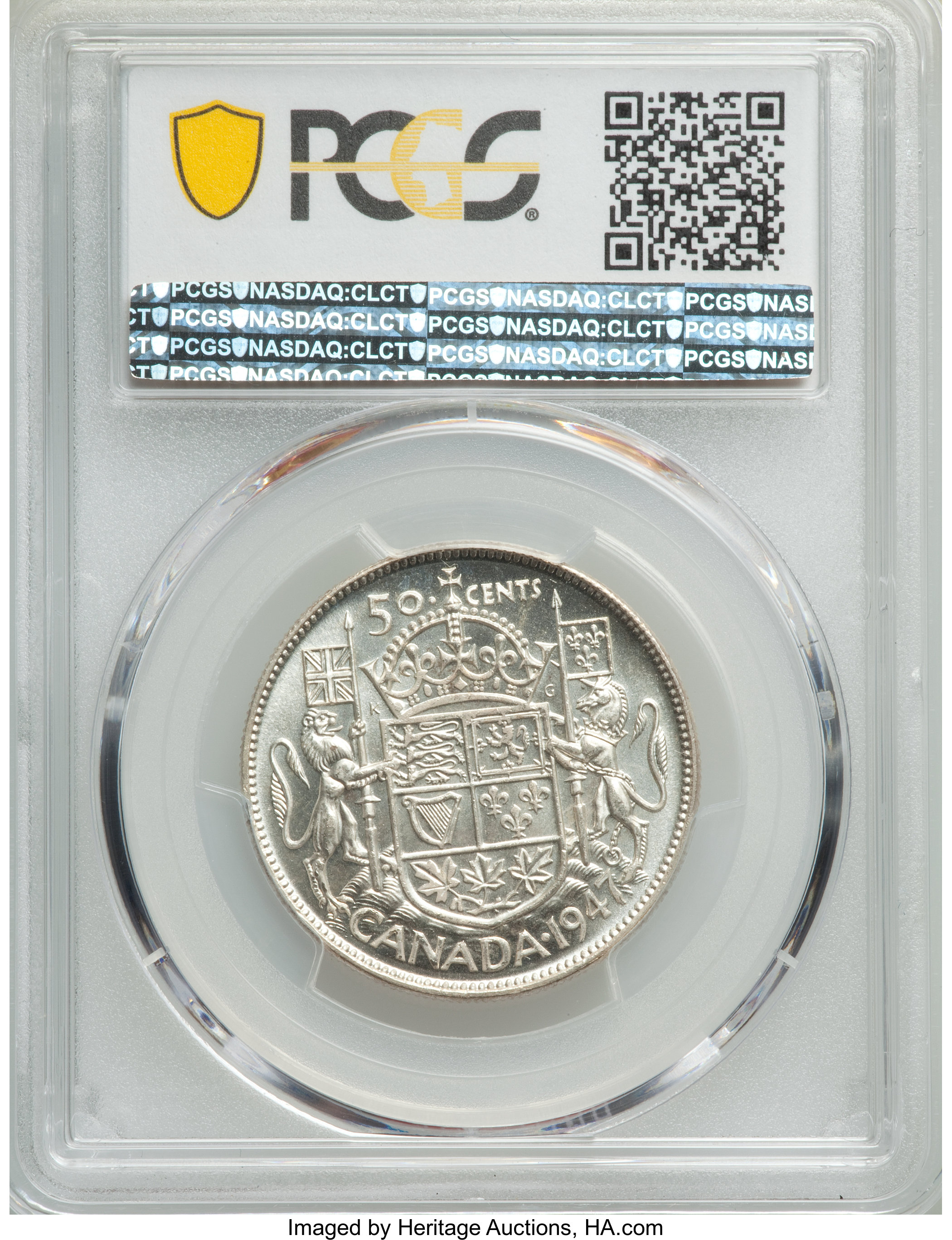 image for: George VI "Wide Date - Curved 7" 50 Cents 1947 MS65 PCGS