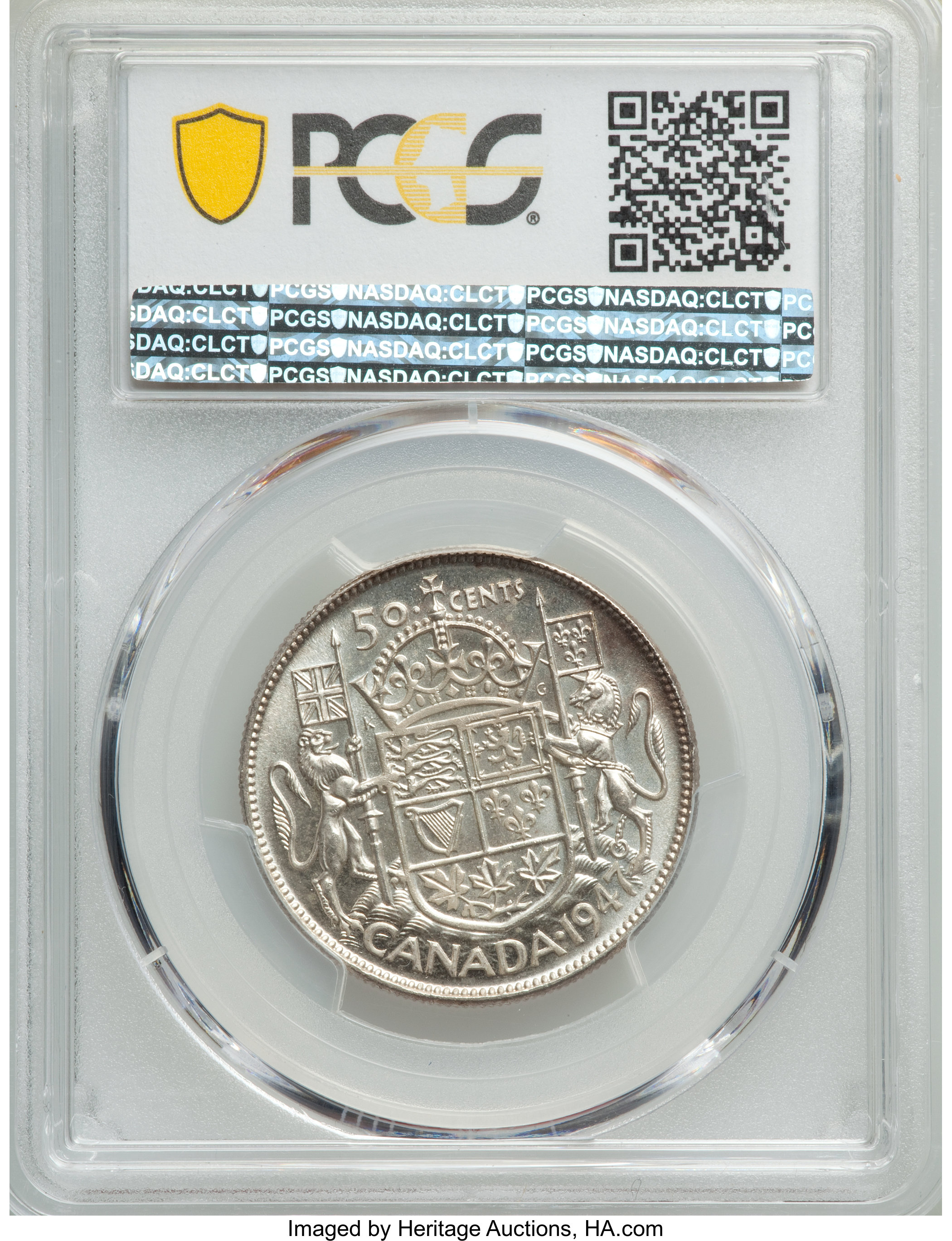 image for: George VI "Wide Date - Curved 7" 50 Cents 1947 MS64 PCGS