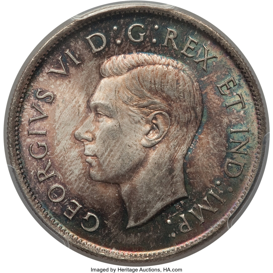 image for: George VI "Far 3" 50 Cents 1943 MS64+ PCGS