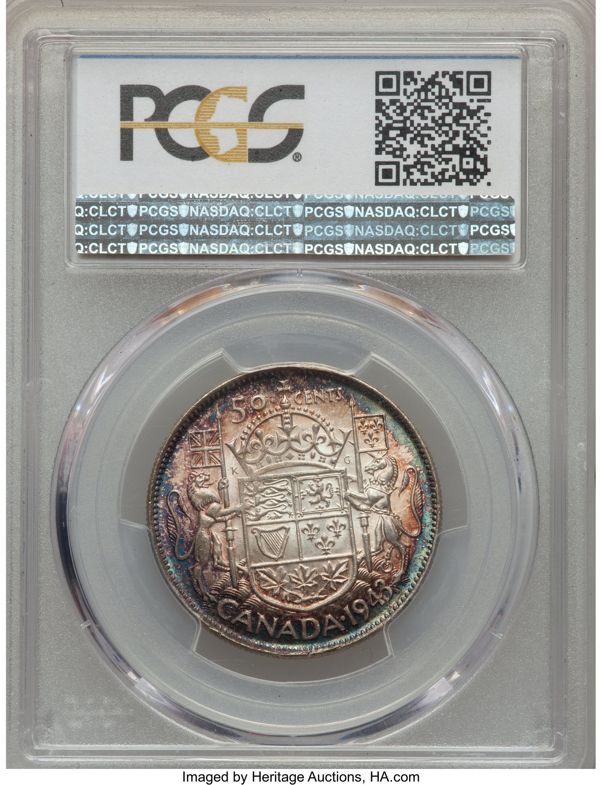 image for: George VI "Far 3" 50 Cents 1943 MS64+ PCGS