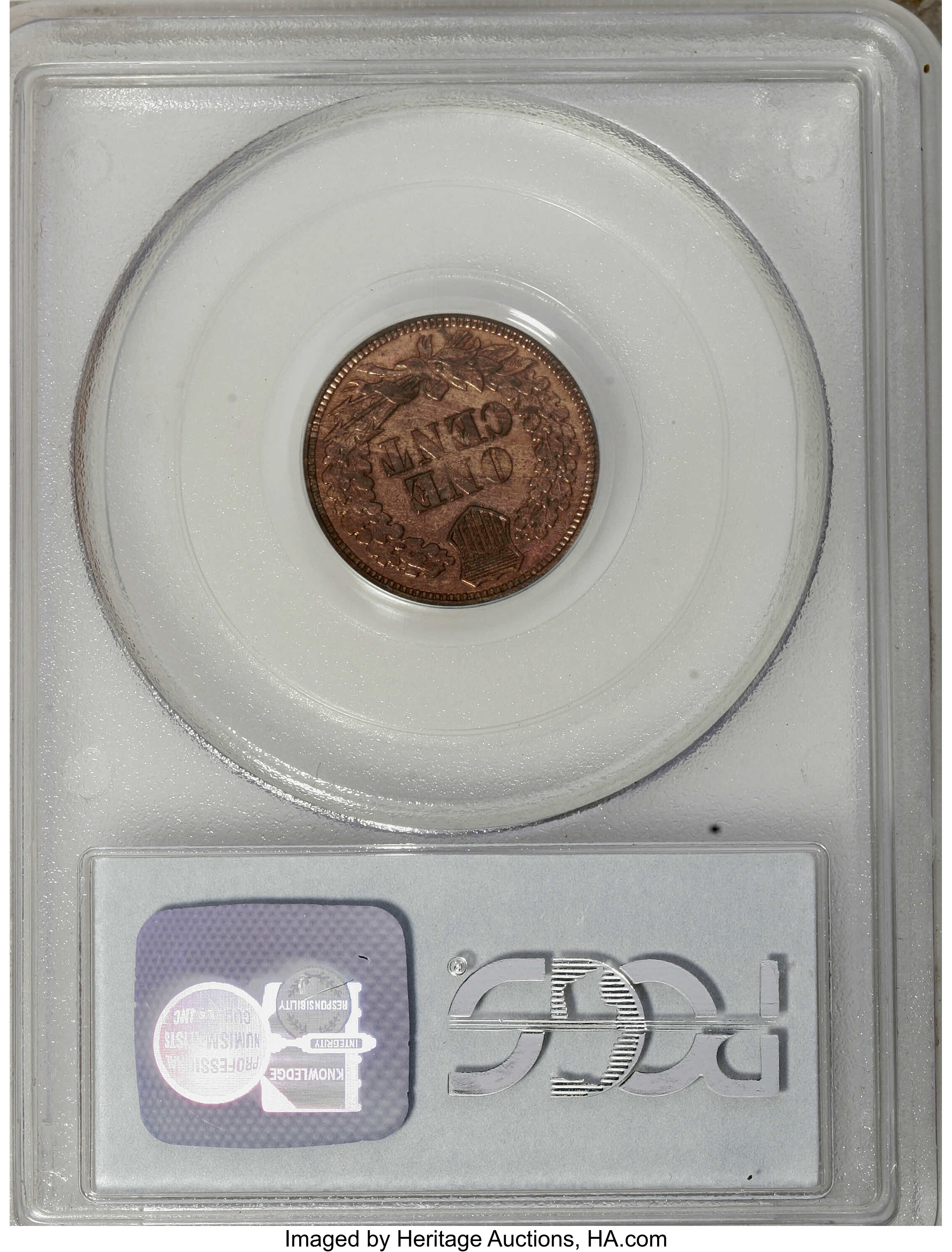 image for: 1868 1C PR64 Red PCGS. Crisply struck throughout, with an opaque coating of reddish-orange patina over each side. Distracti...