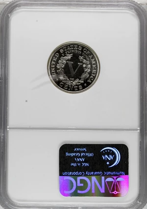 image for: 1888 5C PR65 Cameo NGC. Both sides of this sharply struck Gem proof have brilliant nickel-gray surfaces with deeply mirrore...