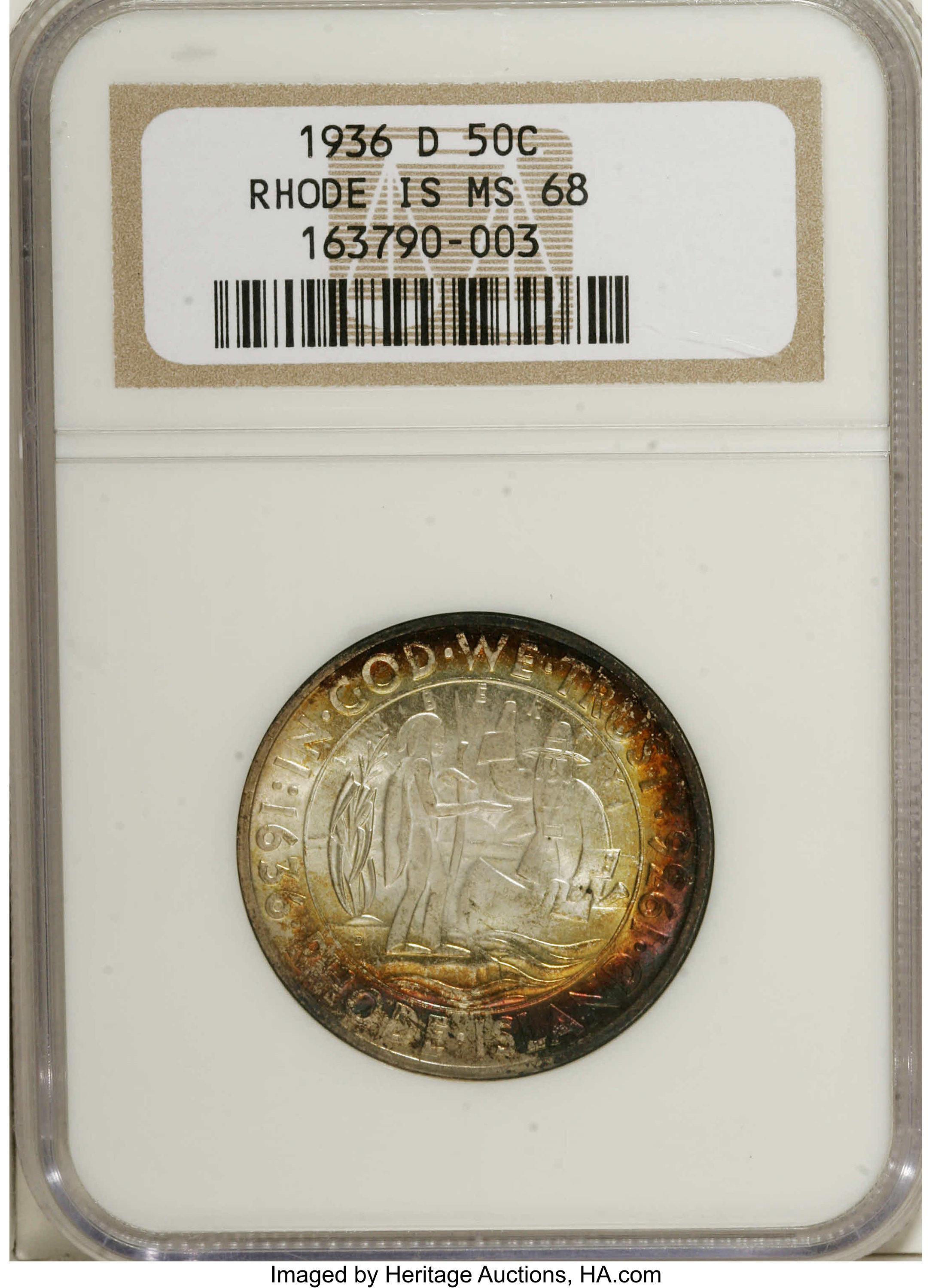 1936-D 50c Rhode Island MS68 thumbnail 4